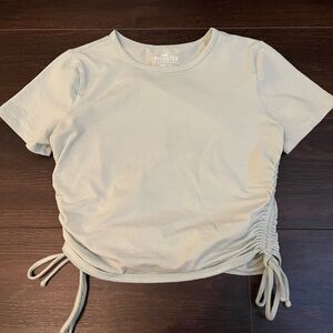 Hollister Women's Light Green Ruched Short Sleeve Tee